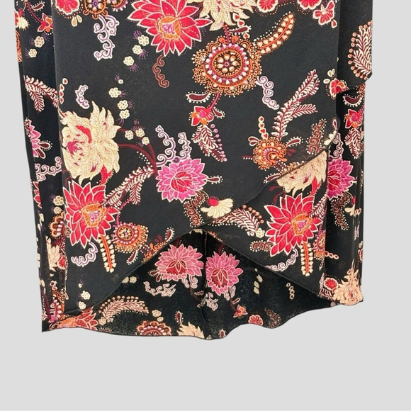 VTG 90s Ruby Rox Black Floral Dress Satin Lace-Up Whimsigoth M - Picture 7 of 11